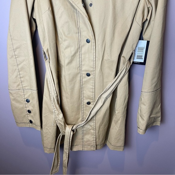 NWT Mo-Ka Camel Button-Down Tie Waist Trench Coat M - Picture 4 of 7